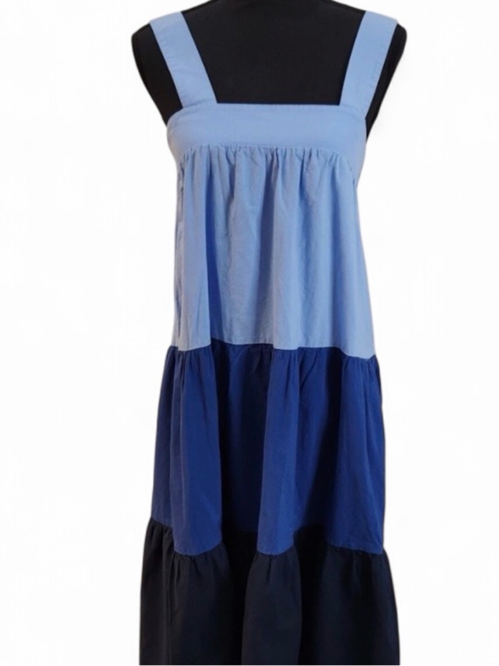 Zara Girls' Tiered Maxi Dress - Light Blue, Royal Blue & Black